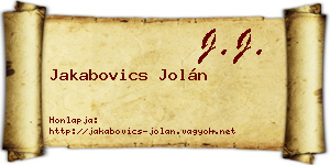 Jakabovics Jolán névjegykártya